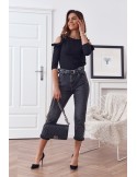 Denim pants with a mom belt, black, 0110 - Online store - Boutique